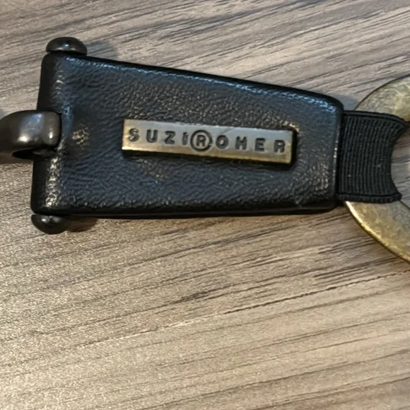 Suzi Rohrer Vintage Oval Brass Links Wood Grain Look Hip Stretch Adjustable Belt - Picture 3 of 14